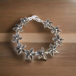 Vintage 925 Sterling Silver Marked P8? With Crystal Glass Flowers? 7.5" *READ*